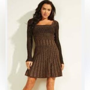GUESS Jules Fit and Flare Sparkly Brown Women’s dress Size Medium